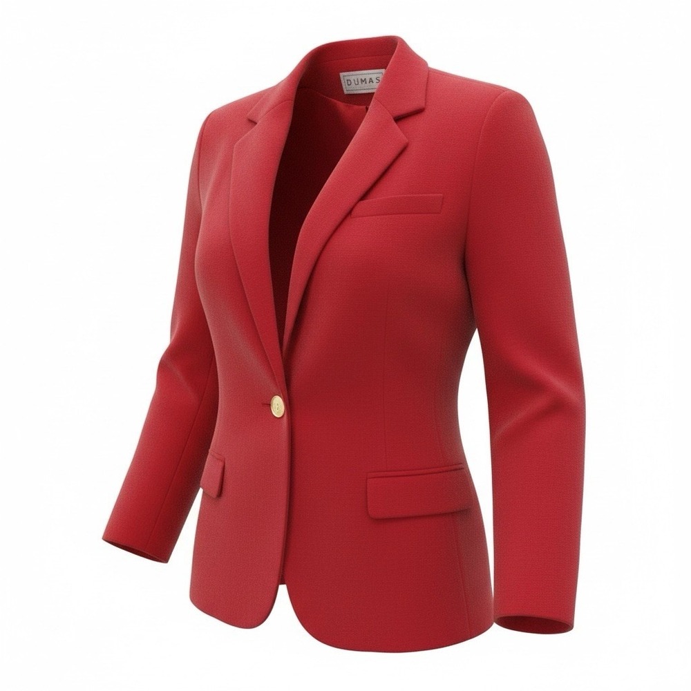 Vintage Dumas Solid Red‎ 100% Wool Single Button Blazer Women's Size Large USA